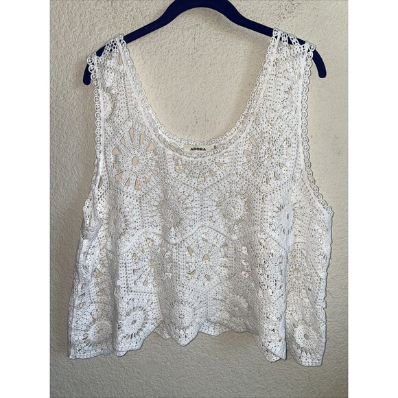 women Crochet Crop Tank Top Knit Hippie Boho OS Adora Coquette whimsical Fairy - Picture 1 of 10